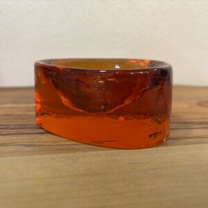 Vintage V. NASON & C. Amber Art Glass Deep Bowl Trinket Dish MURANO ITALY 3.5"